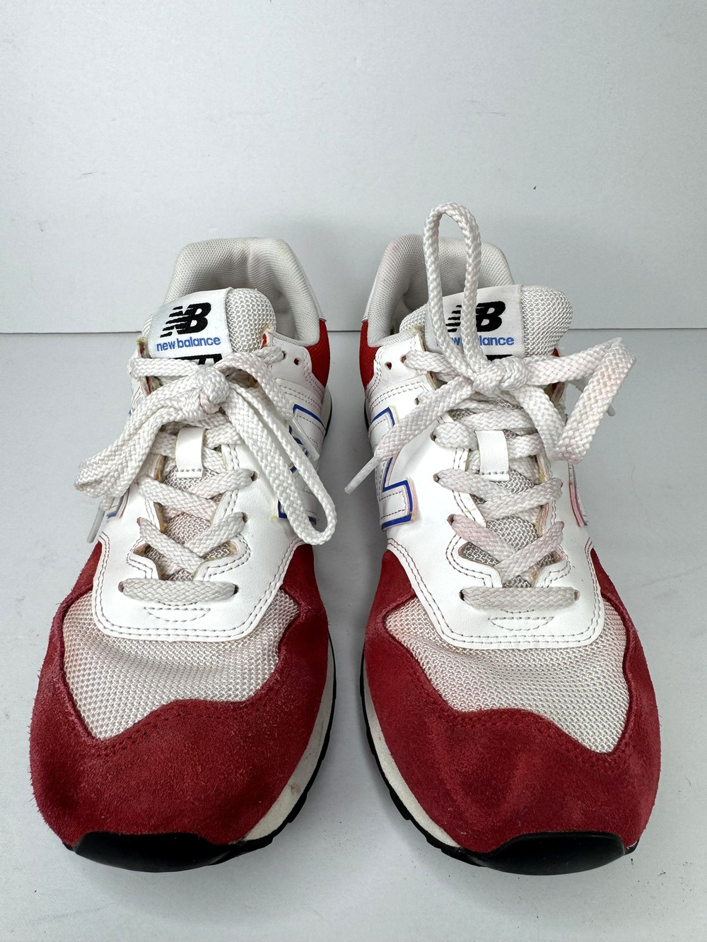 New Balance 574 Shoes Mens 8 D Red White Suede Cushioned Running Sneaker U574EW2